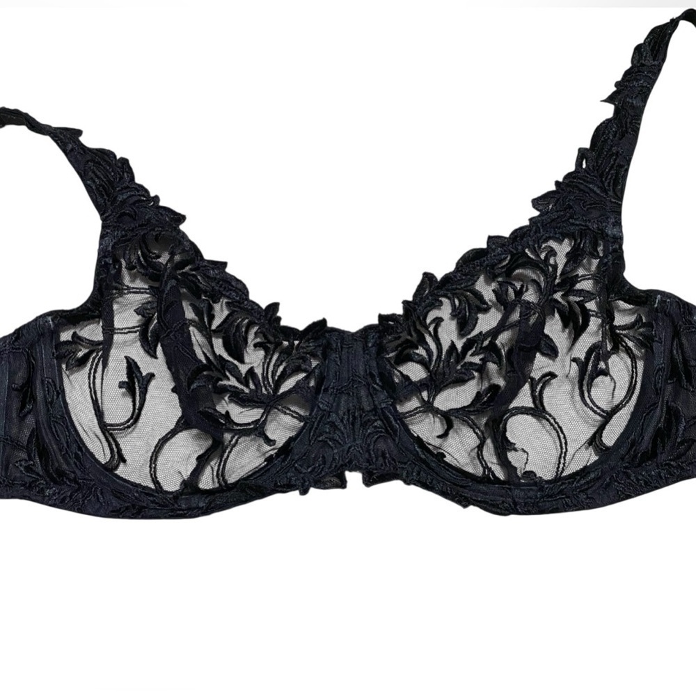 Set of 4 Soma 36C Black Lace Unlined Underwire Bras.